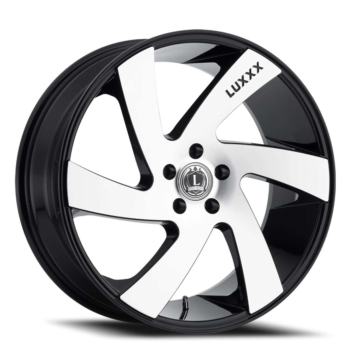 LUX10 22X9.5 5X115 +15 74.1 Gloss Black Machined Face