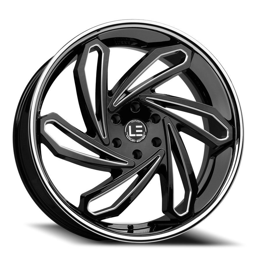 LUXLE10 SSL 24X10 6X139.7 +35 93.1 Gloss Black Milled Stainless Steel Lip