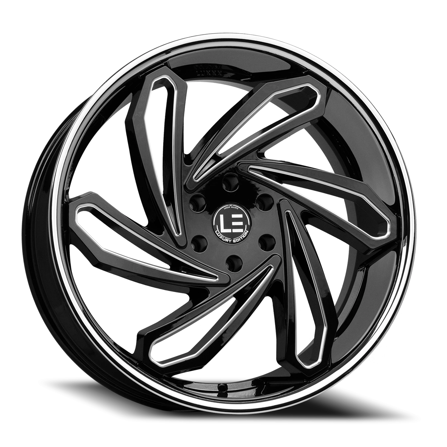 LUXLE10 SSL 24X10 6X139.7 +35 78.1 Gloss Black Milled Stainless Steel Lip