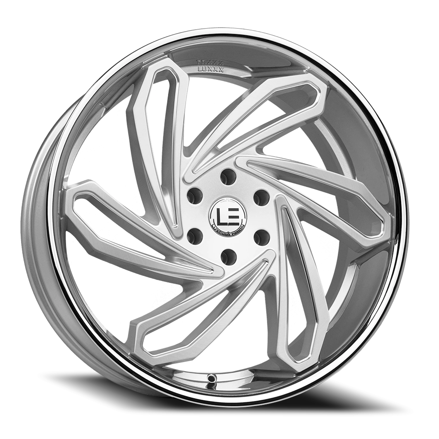 LUXLE10 SSL 20X10.5 5X112 +38 66.6 Brushed Face Milled Stainless Steel Lip