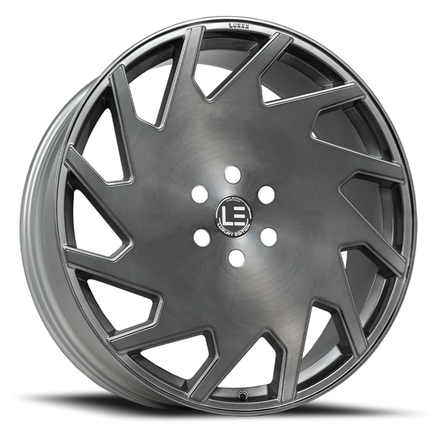 LUXLE11 22X9 5X112 +30 66.6 Brushed Face Silver Titanium Black Clear Coat