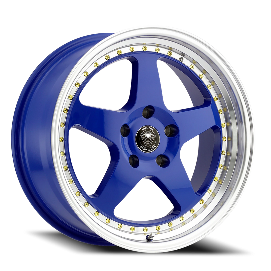VENOM11 18X8.5 5X120 +30 74.1 Gloss Blue Machined Lip