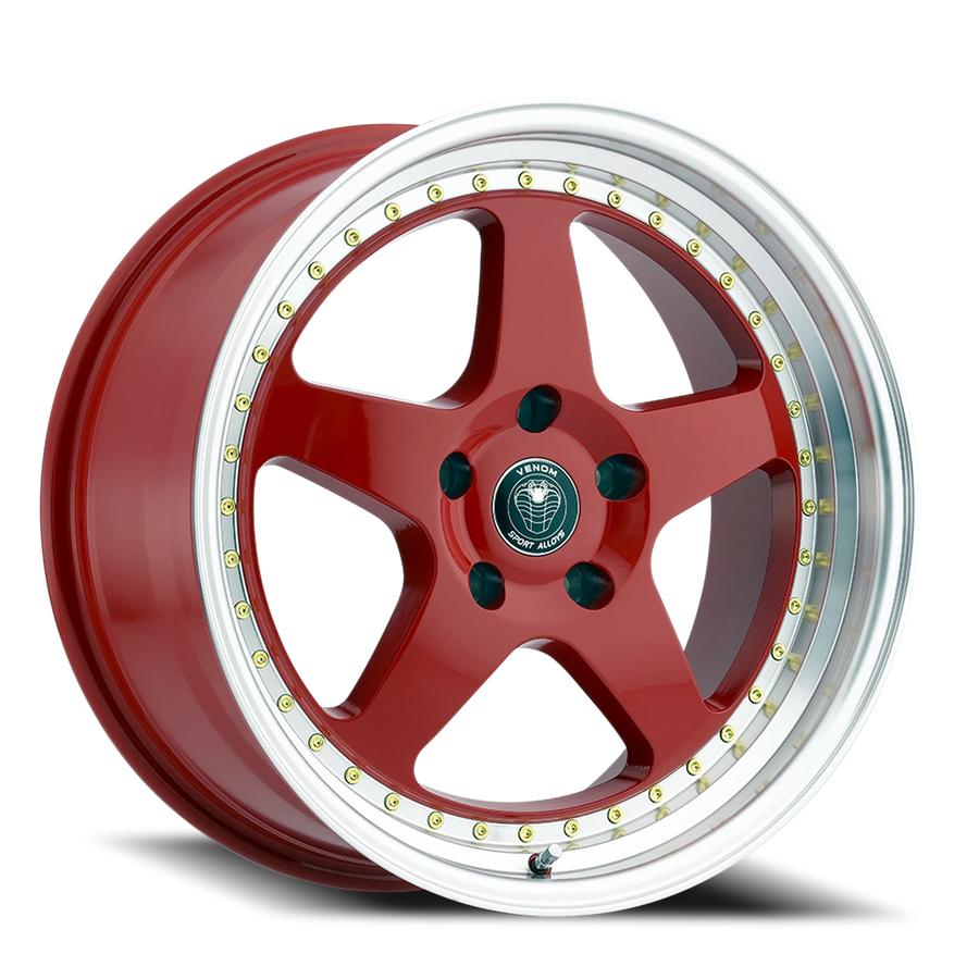 VENOM11 18X8.5 5X114.3 +30 73.1 Gloss Red Machined Lip