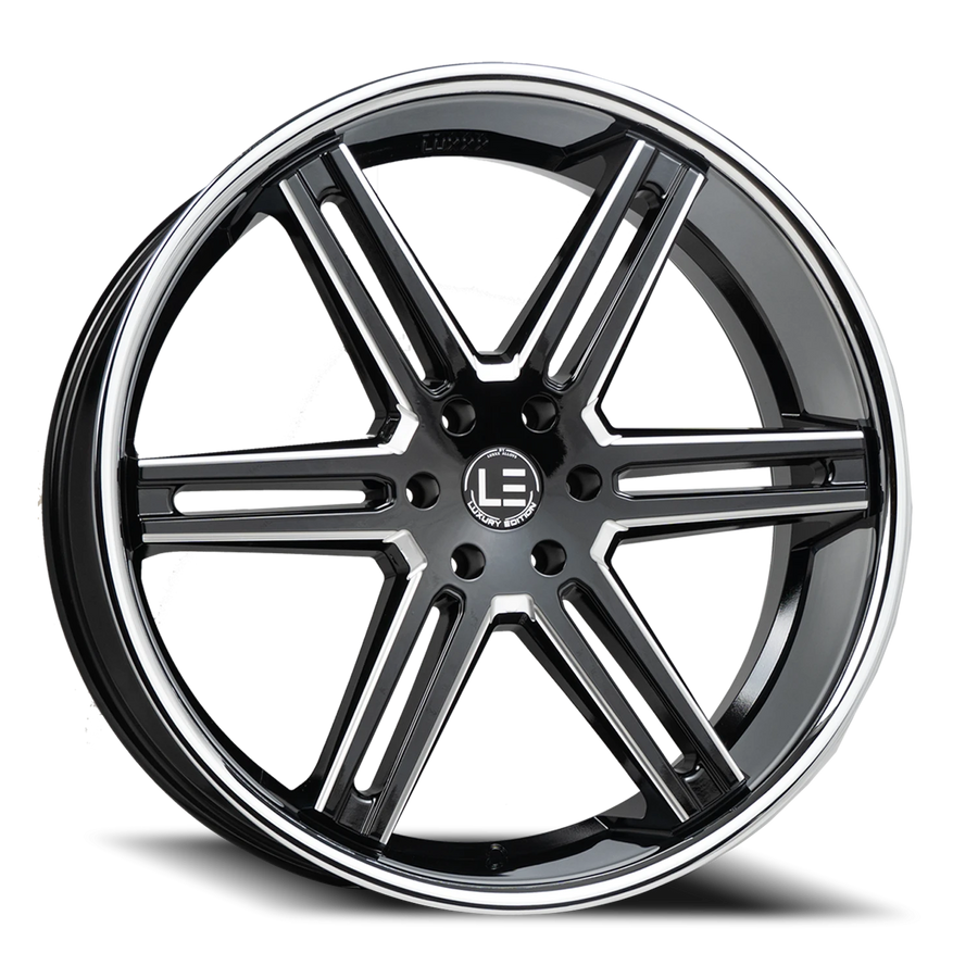 LUXLE12 SSL 24X9.5 6X139.7 +30 78.1 Gloss Black Milled Stainless Steel Lip