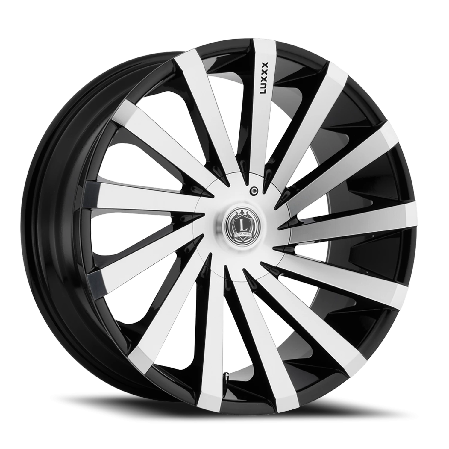 LUX13 18X8 5114.3/120 +35 73.1 Gloss Black Machined Face