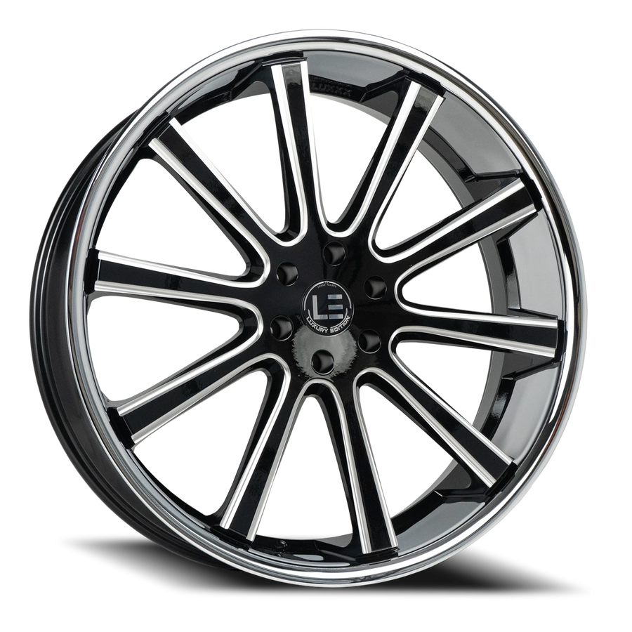 LUXLE13 SSL 26X10 6X135 +30 87.1 Gloss Black Milled Stainless Steel Lip