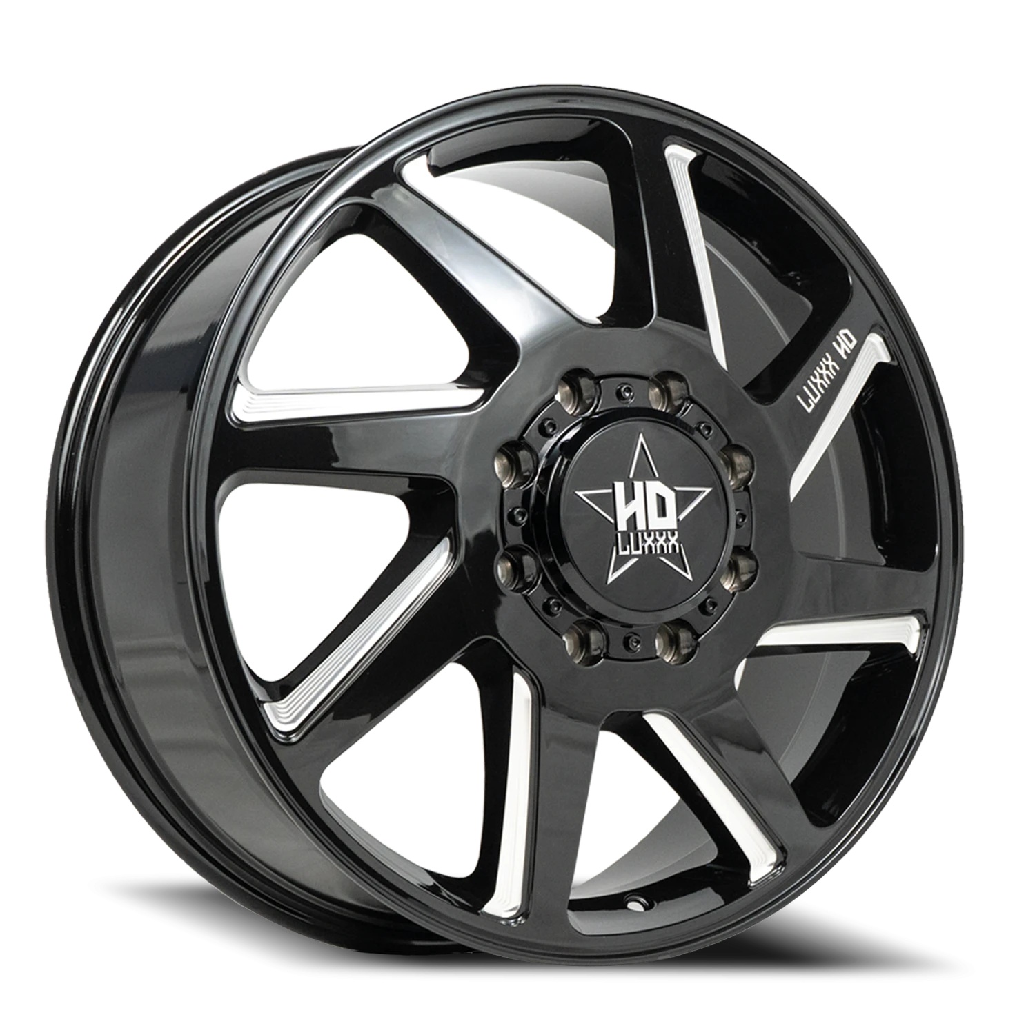 DUALLY HD14 20X8.25 8X200 115 142 Gloss Black Milled (Front)
