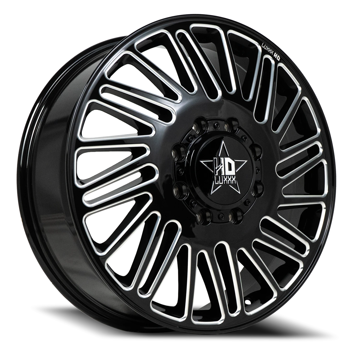 DUALLY HD19 20X8.25 8X200 115 142 Gloss Black Milled (Front)