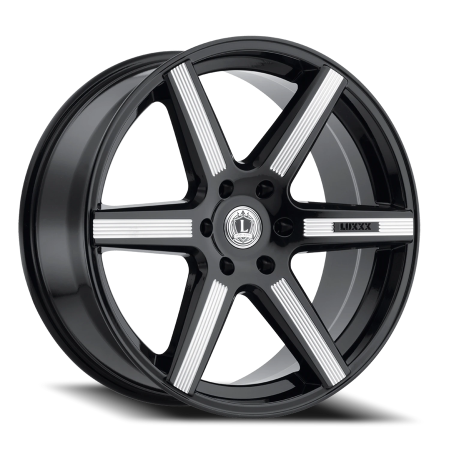 LUX20 24X9.5 5X115 +15 74.1 Gloss Black Milled