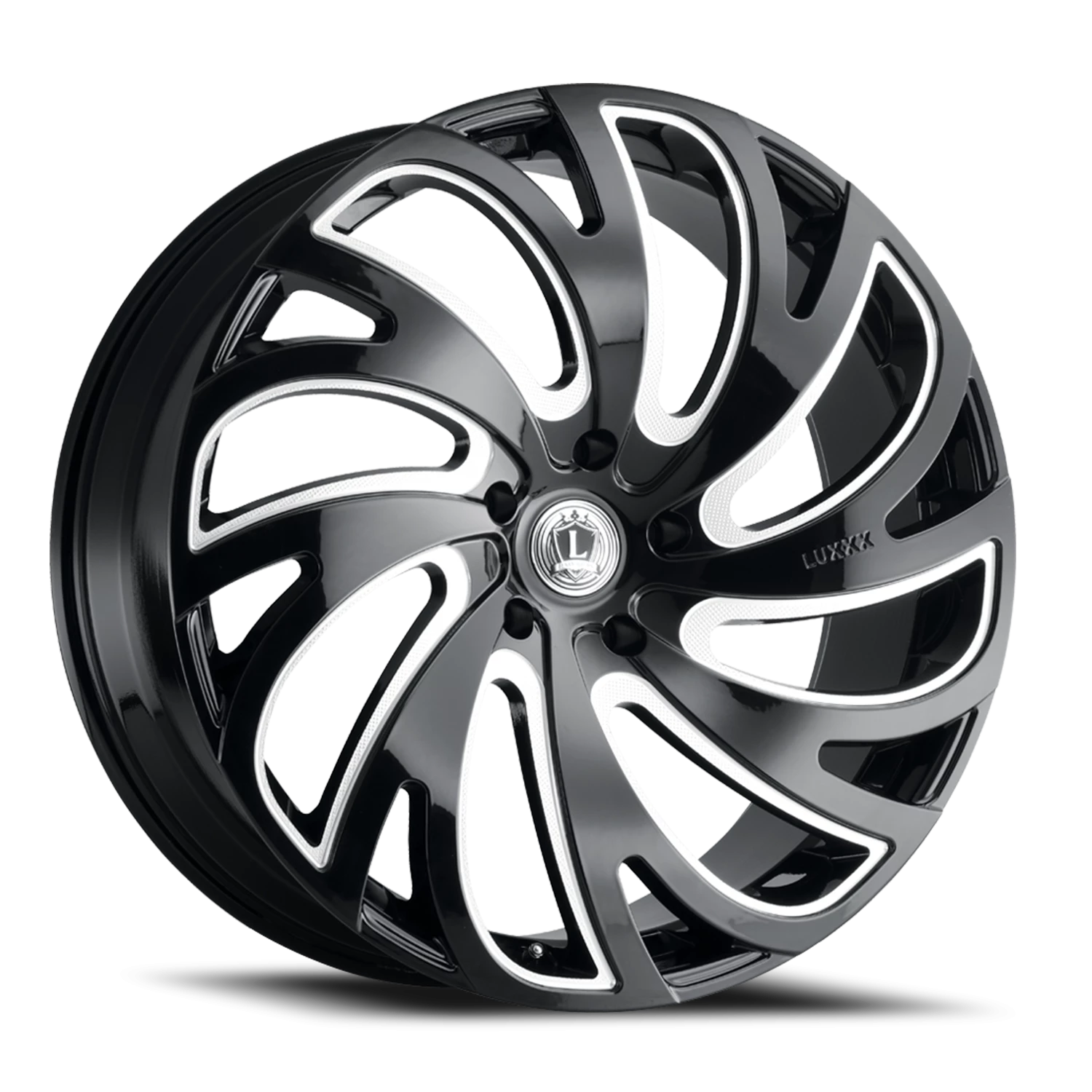 LUX23 22X8.5 5X115 +25 73.1 Gloss Black Milled