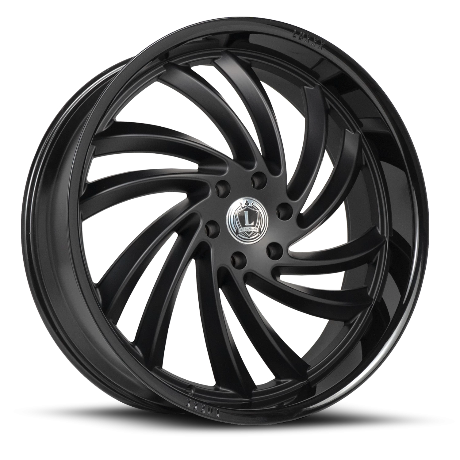 LUX26 20X8.5 5X127 +31 73.1 Gloss Black Lip Matte Black Face