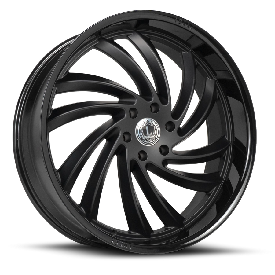 LUX26 22X9 5X120 +33 73.1 Gloss Black Lip Matte Black Face