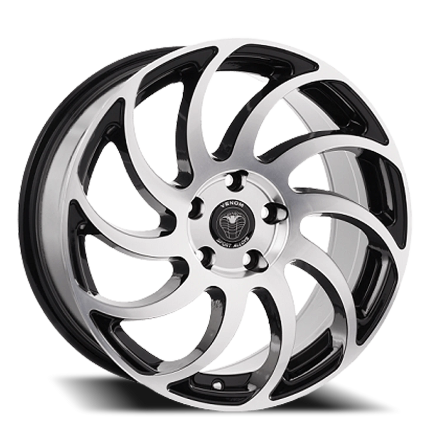 VENOM32 17X8 5X114.3 +31 73.1 Gloss Black Machine Face