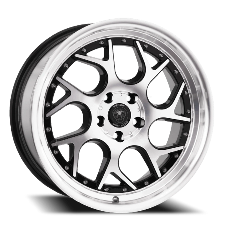 VENOM33 18X8.5 5X120 +30 73.1 Gloss Black Machined Face