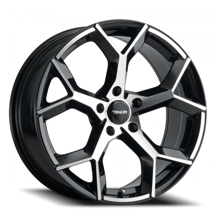 VENOM37 18X8.5 5X108 +35 73.1 Gloss Black MachinedFace
