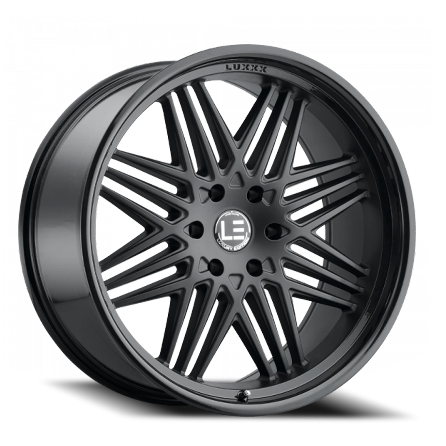 LUX LE4 22X10.5 6X139.7 +20 78.1 Gloss Black Lip Matte Black Face