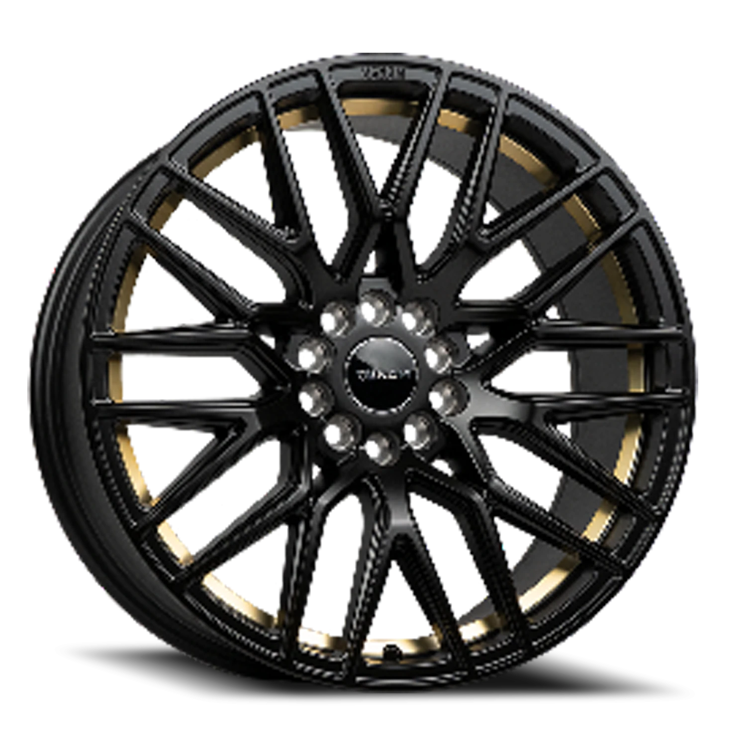 VENOM40 17X8 5X114.3/120 +35 73.1 Satin Black w Gold Line
