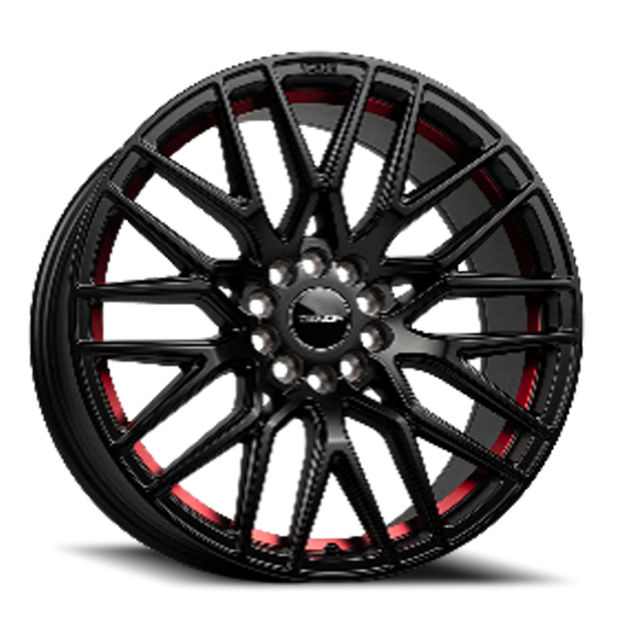 VENOM40 17X8 5X114.3/120 +35 73.1 Satin Black w Red Line