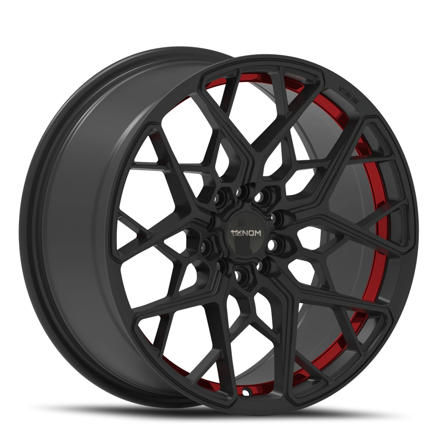 VENOM46 17X8 5114.3/120 +35 73.1 Satin Blk With Red Line