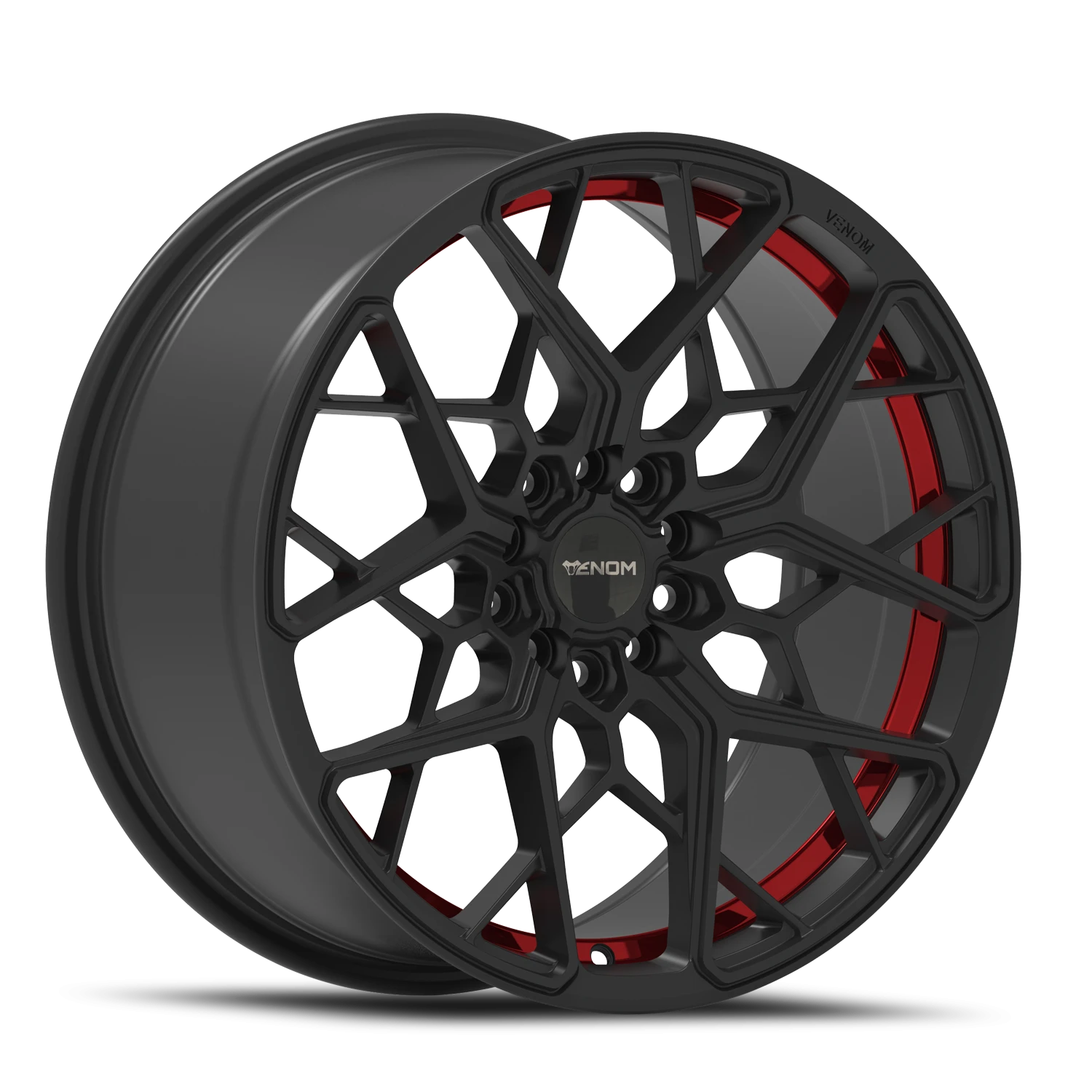 VENOM46 17X8 5108/114.3 +35 73.1 Satin Blk With Red Line