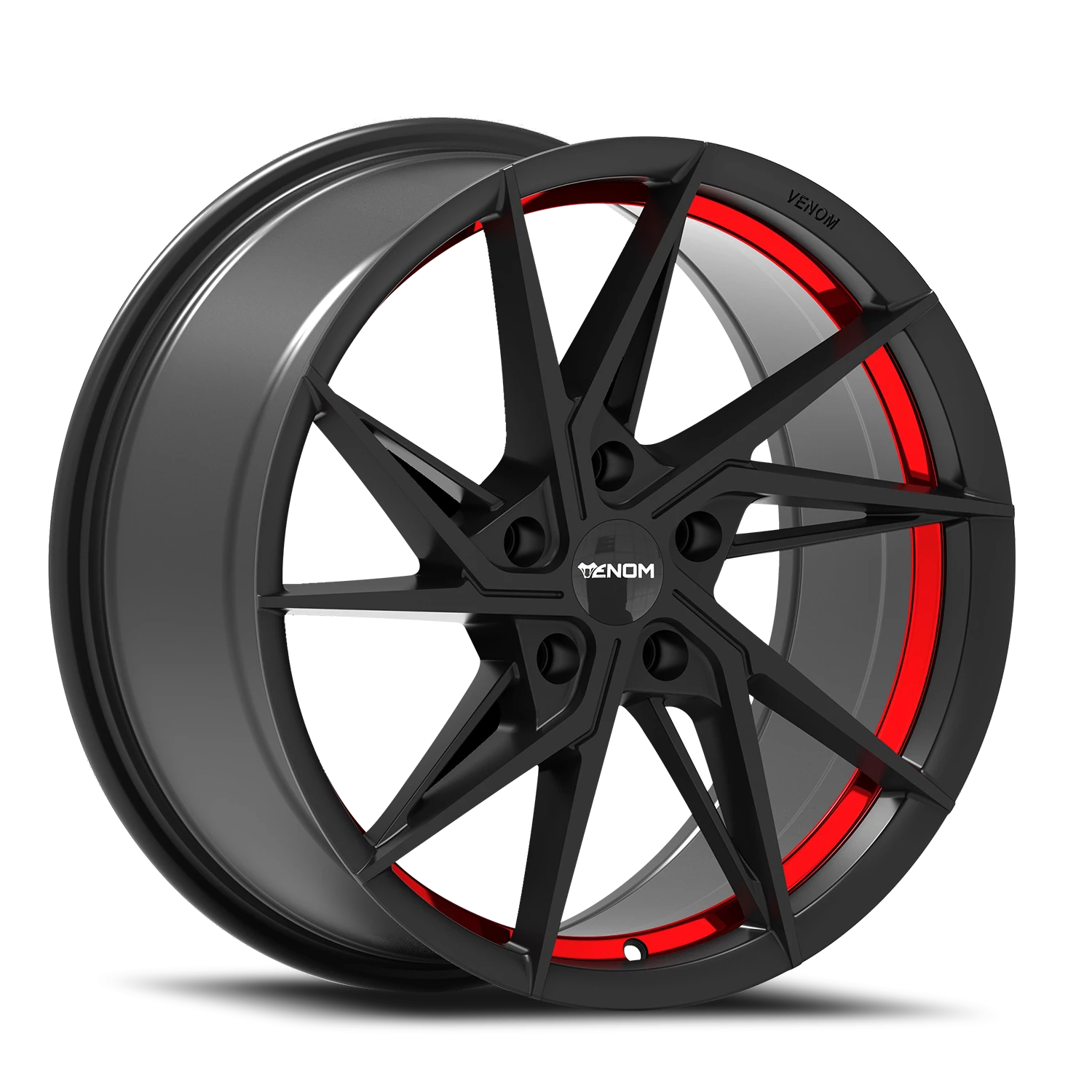 VENOM50 17X8 5108 +35 73.1 Satin Black With Red Line