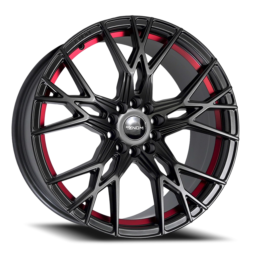 VENOM51 18X8.5 5112/114.3 +35 73.1 Satin Blk With Red Line