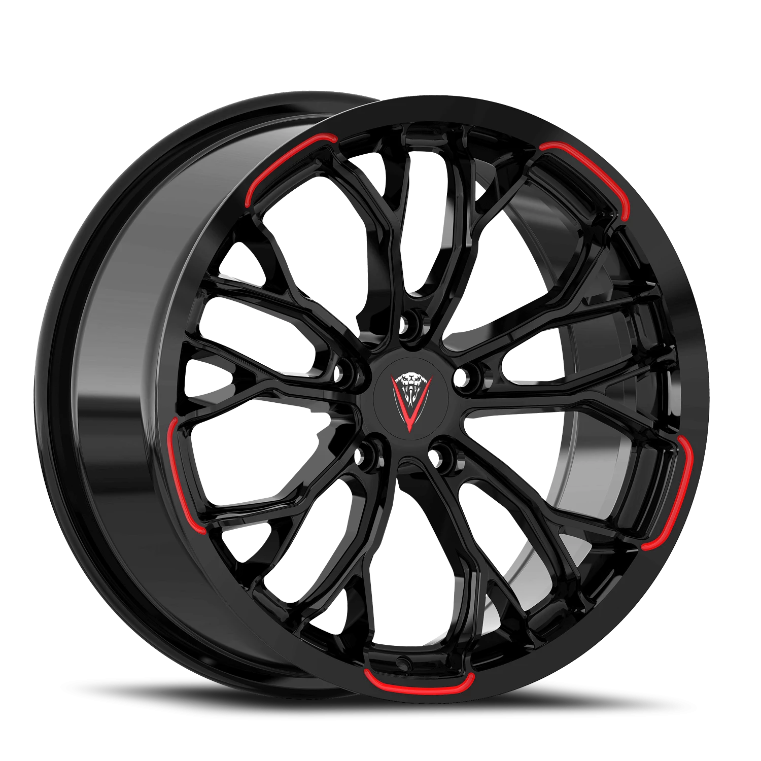 VENOM53 19X8.5 5X120 +35 73.1 Gloss Black Red Milled