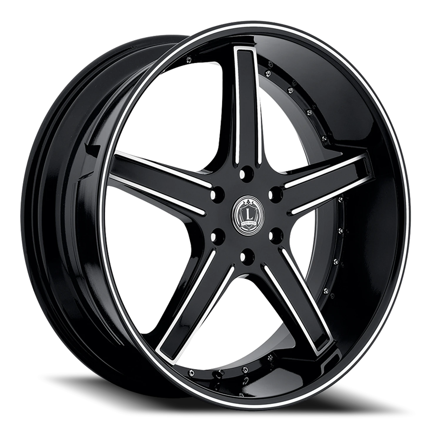 LUX6 24X9 5X115 +18 74.1 Gloss Black Machined Face