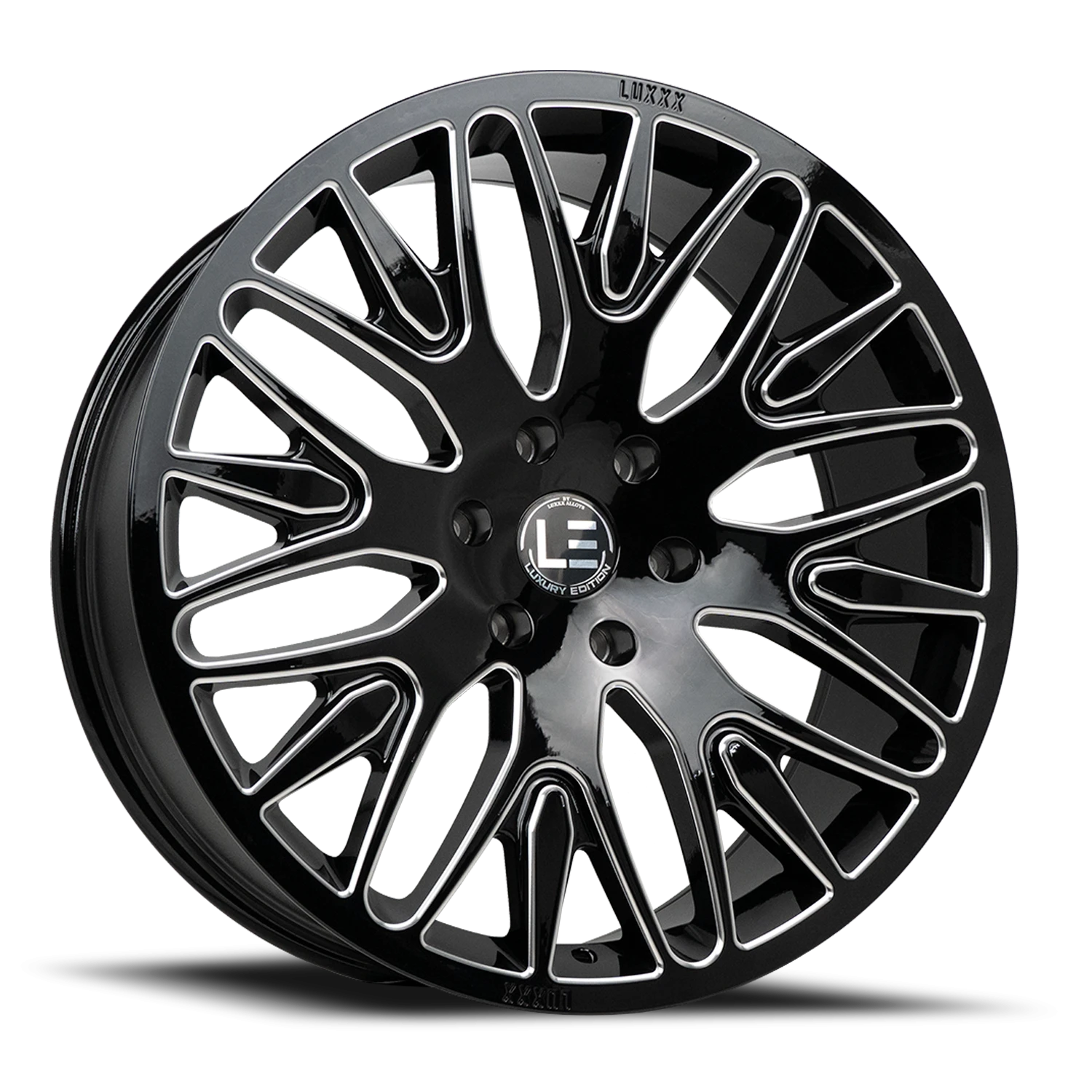 LUX LE7 20X8.5 5X112 +38 66.56 Gloss Black Milled