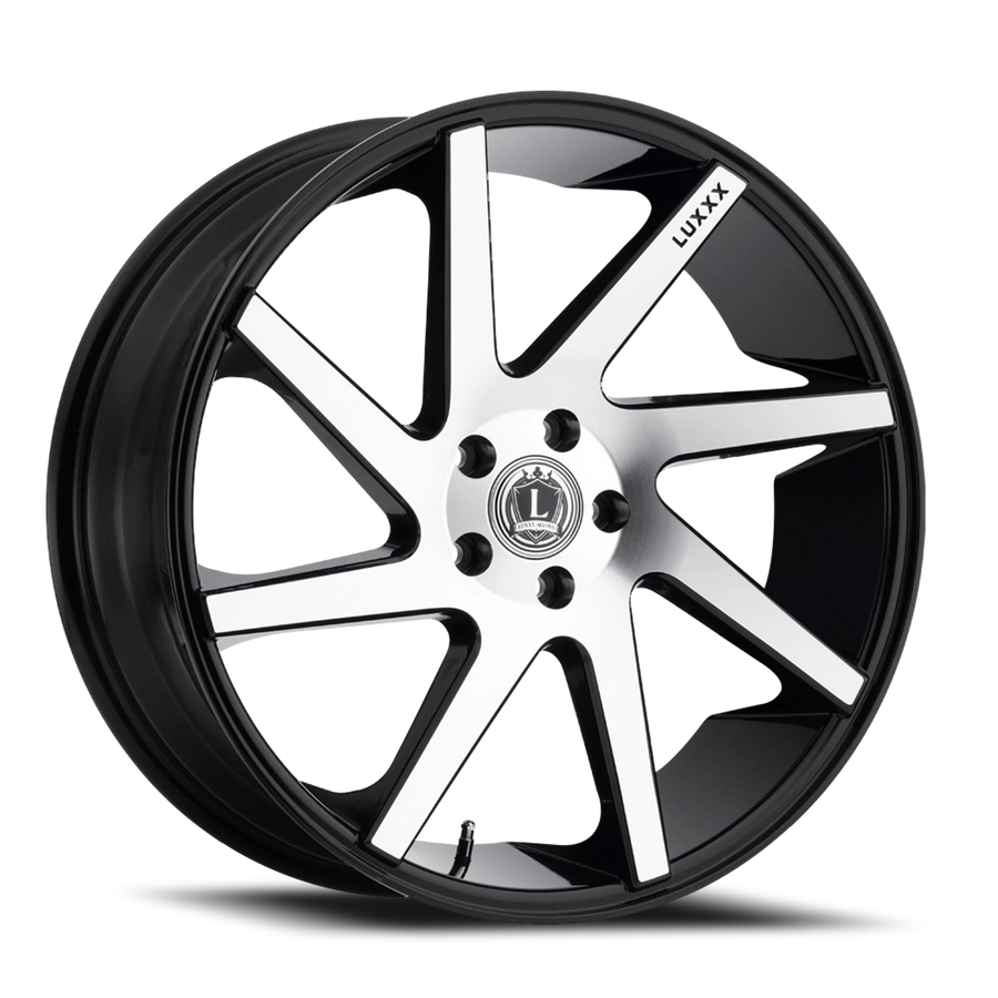 LUX8 24X10 5X120 +18 78.1 Gloss Black Machined Face