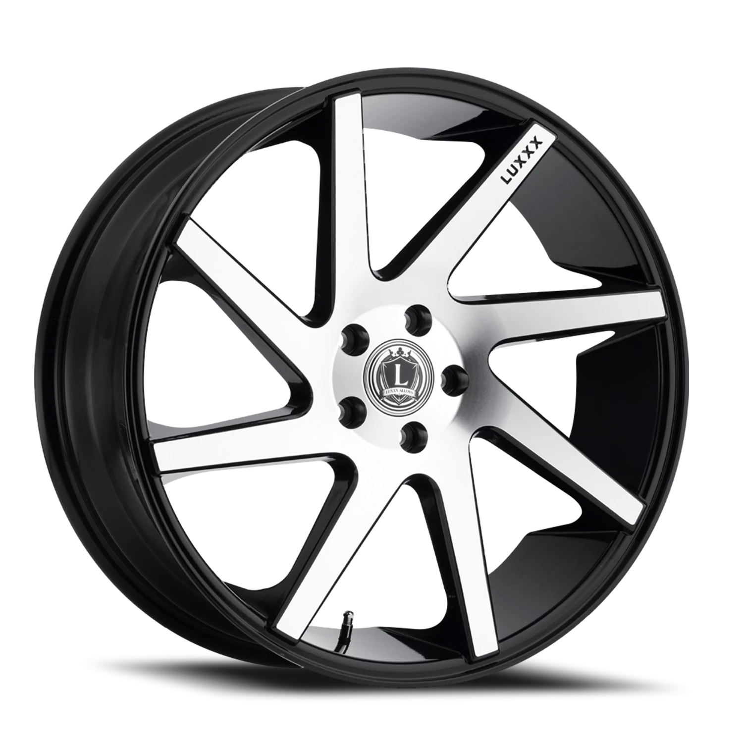 LUX8 24X10 5X127 +15 78.1 Gloss Black Machined Face