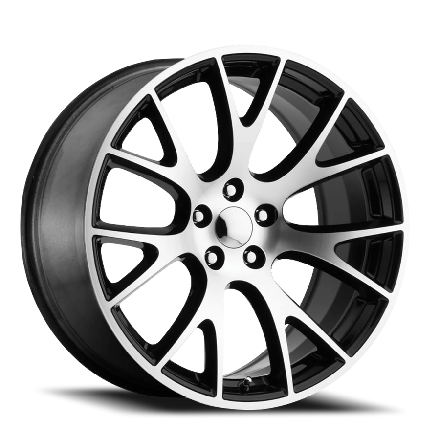 REP DG05 22X9.5 5X115 +18 71.6 ( HellCat) Gloss Black Machined Face