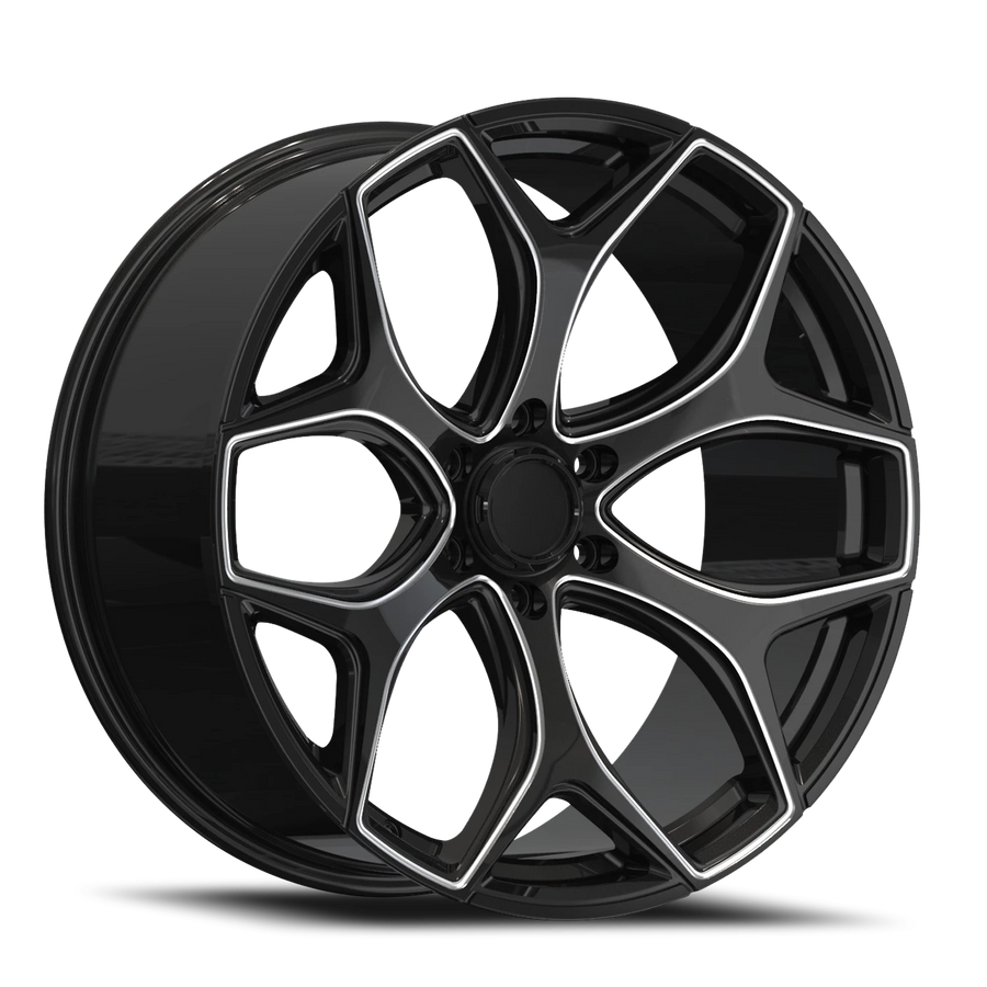 REP F01 22X10 6X135 +25 87.1 Gloss Black Milled