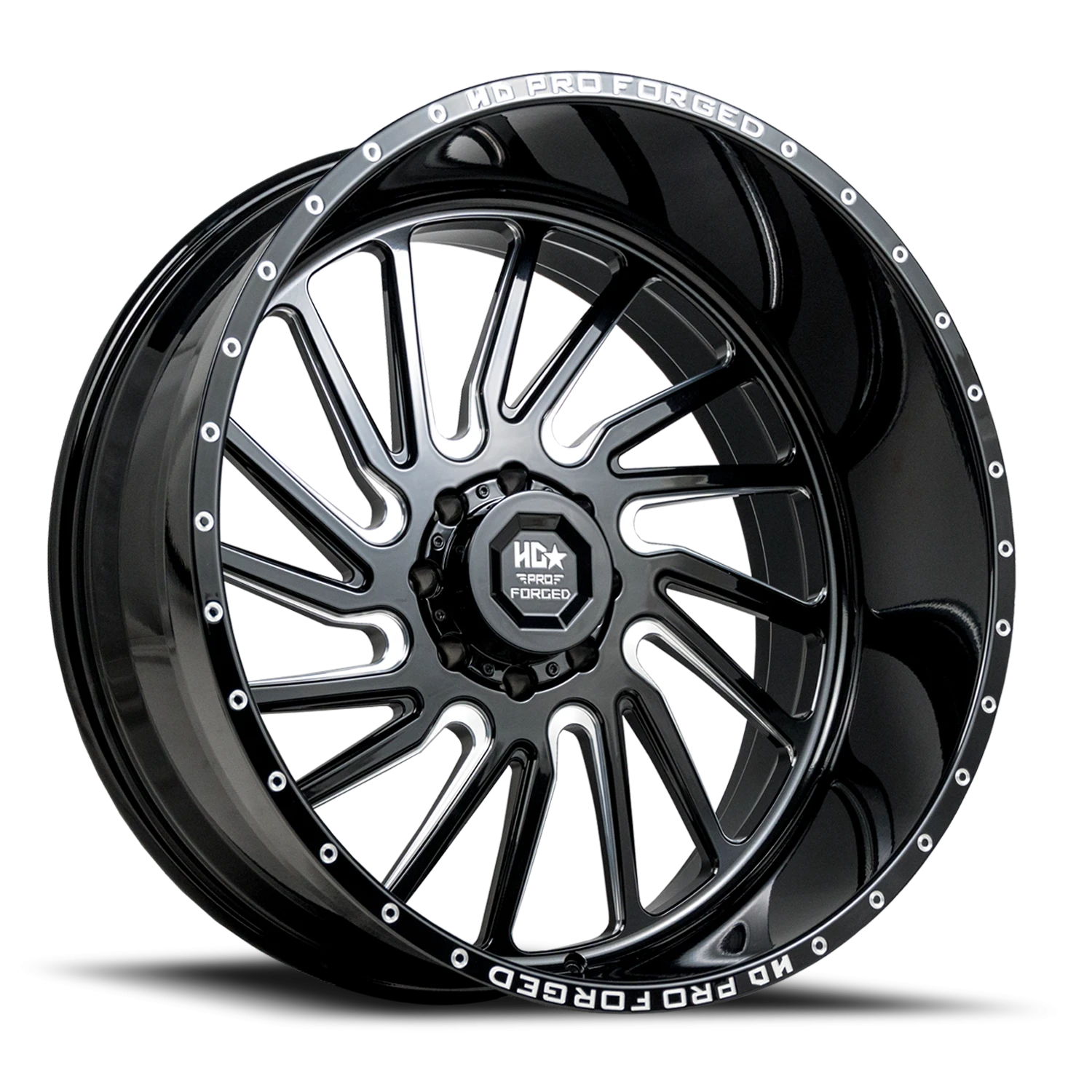 FORGED HDPRO-01 HORNET 22X12 8X165 -44 122.1 Gloss Black Milled (Left)