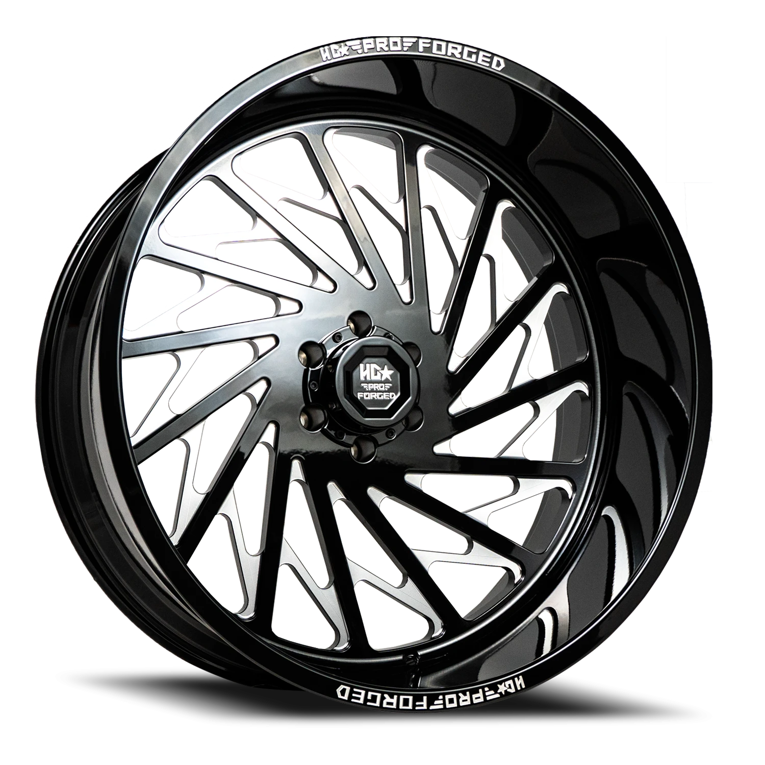 FORGED HDPRO-08 HAWKER 24X12 6X139.7 -44 106.1 Gloss Black Milled (Right)
