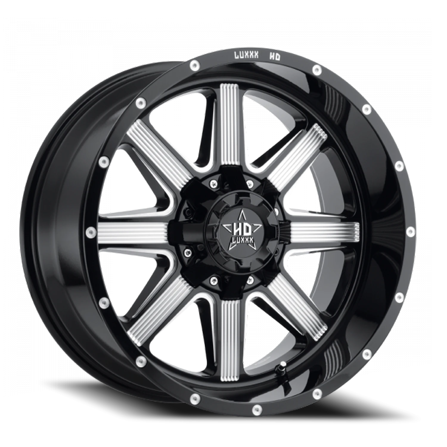 LHD10 20X10 8X165 -18 122.1 Gloss Black Milled