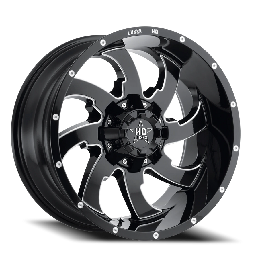 LHD12 24X14 8X165 -76 122.1 Gloss Black Milled