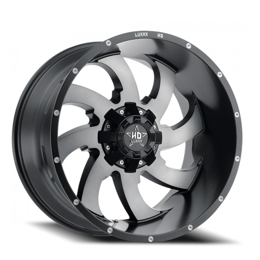 LHD12 20X10 8X165 -18 122.1 Satin Black Gray Face