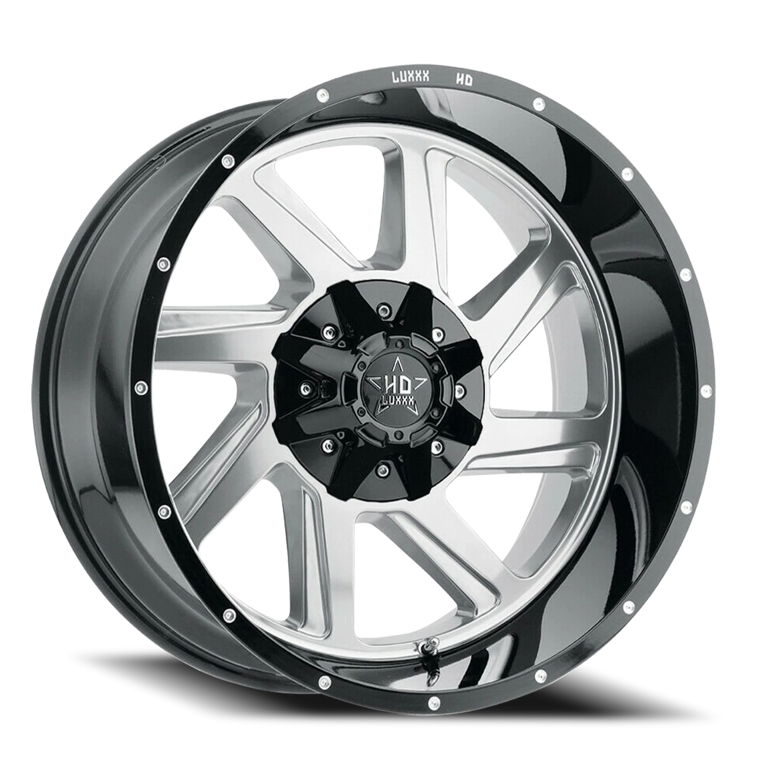 LHD14 20X10 8165/170 -18 125 Gloss Black Lip Polished Face With Milled Edges