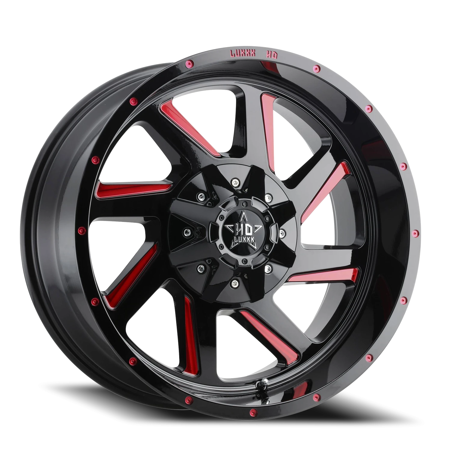 LHD14 20X10 5127/139.7 -18 78.1 Gloss Black Red Milling
