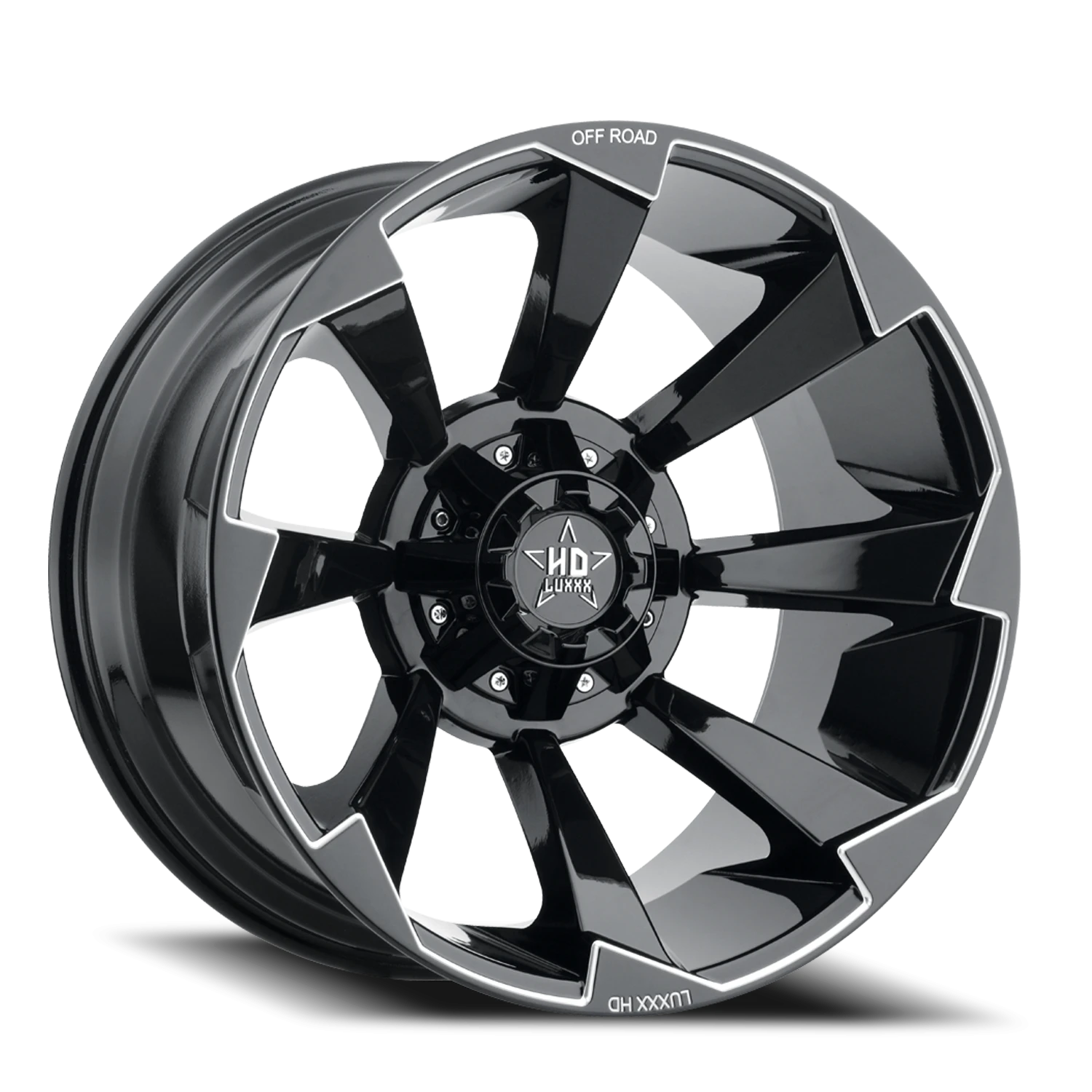 LHD16 22X12 8X165 -44 106.1 Gloss Black Milled