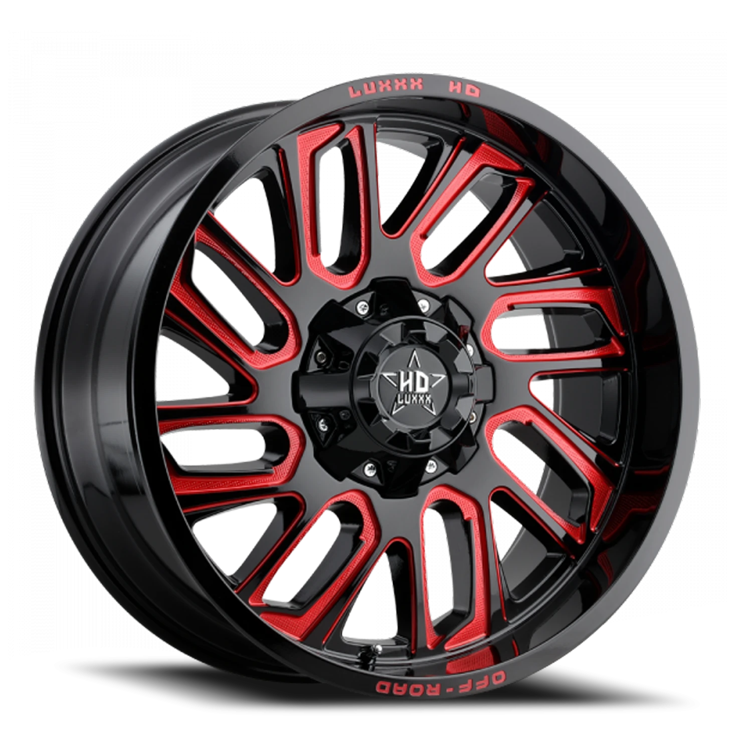 LHD18 20X10 8165/170 -18 125 Gloss Black Red Milling