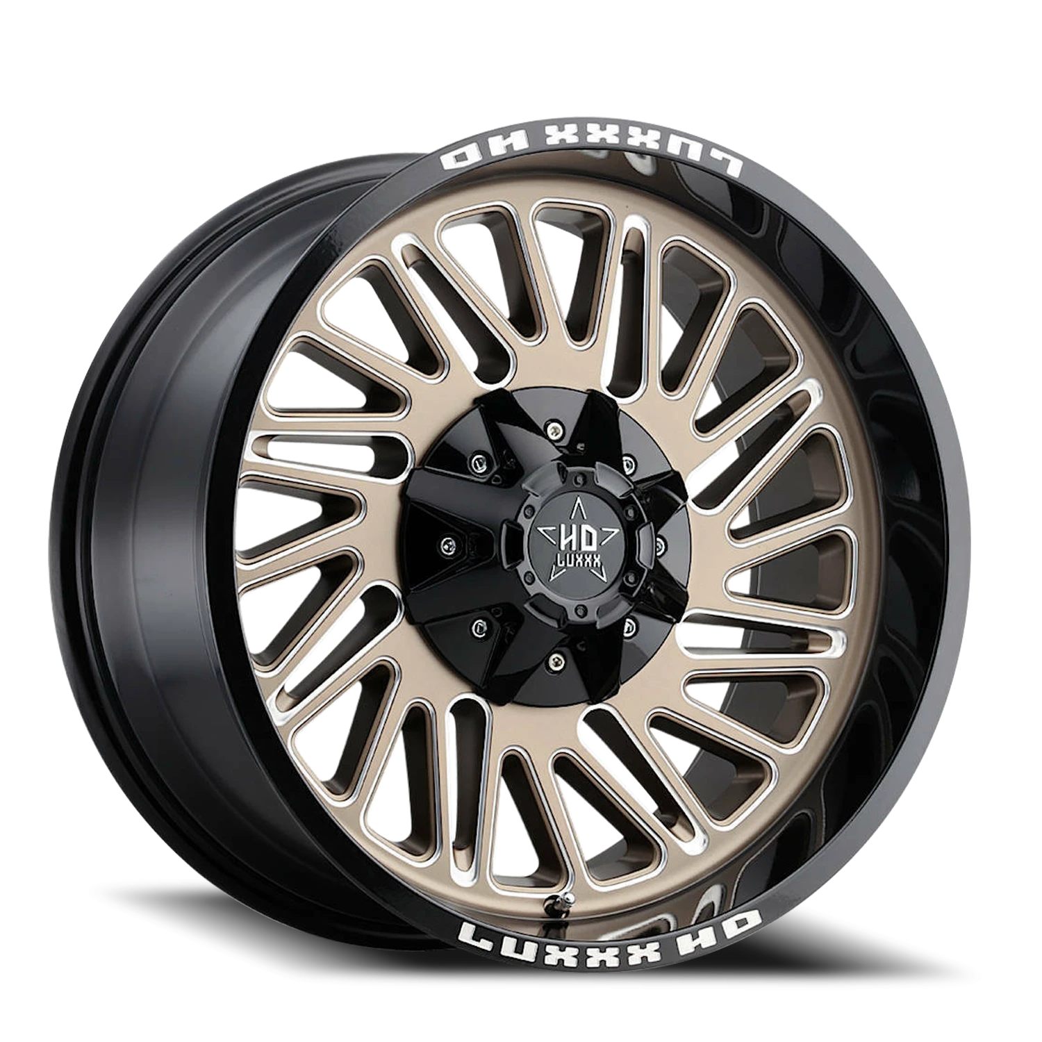 LHD19 20X12 5150/139.7 -44 110 Gloss Black Lip Satin Bronze Face Milled Edges