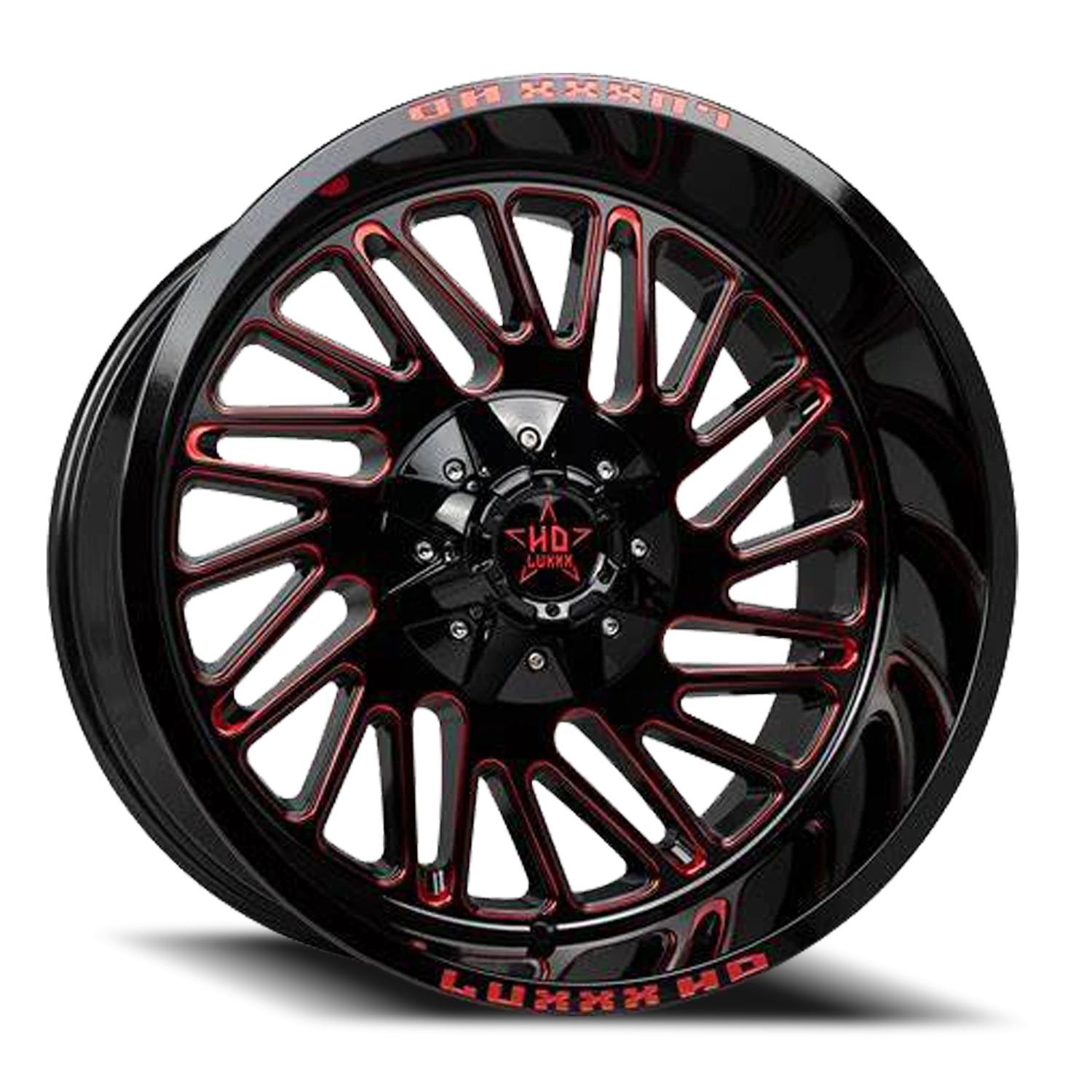 LHD19 20X12 6135/139.7 -44 106.1 Gloss Black Red Milling