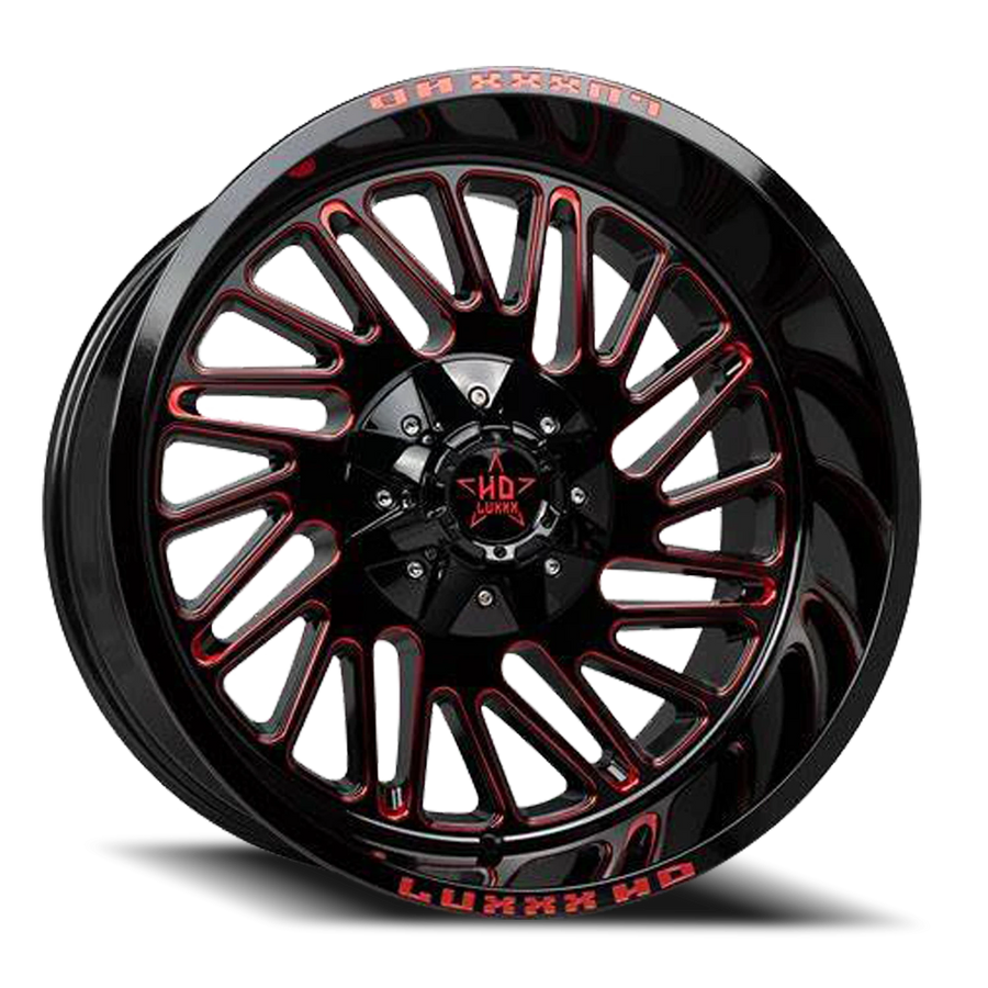 LHD19 22X12 6135/139.7 -44 106.1 Gloss Black Red Milling