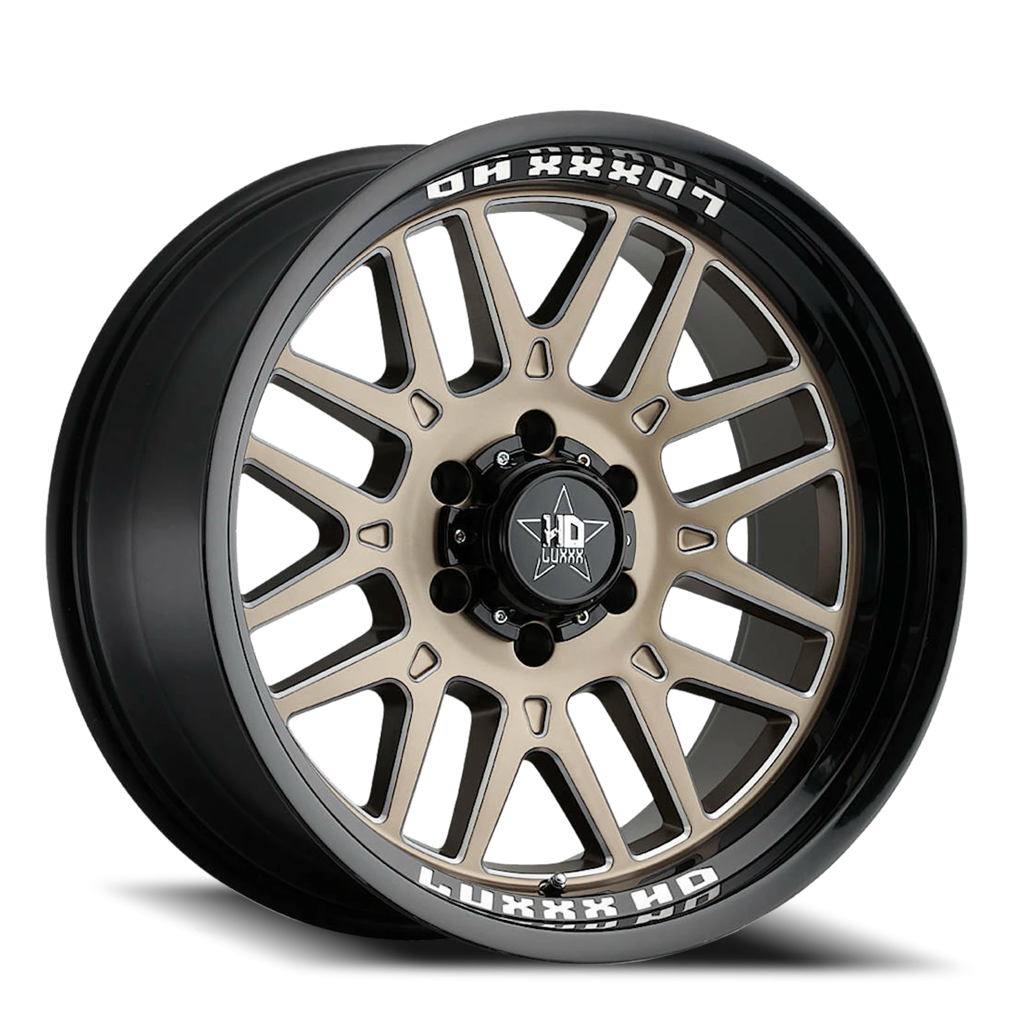 LHD20 20X10 8X180 -18 125/124.3 Gloss Black Lip Satin Bronze Face Milled
