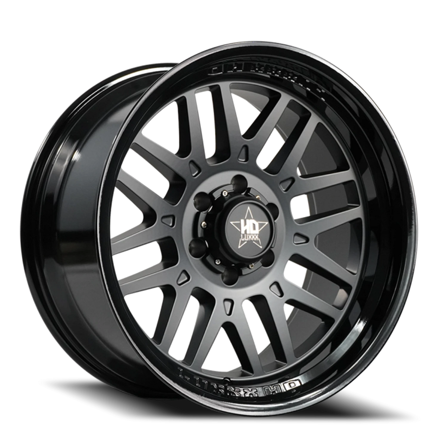 LHD20 20X10 8X170 -18 125/124.3 Gloss Black Lip Matte Black Face