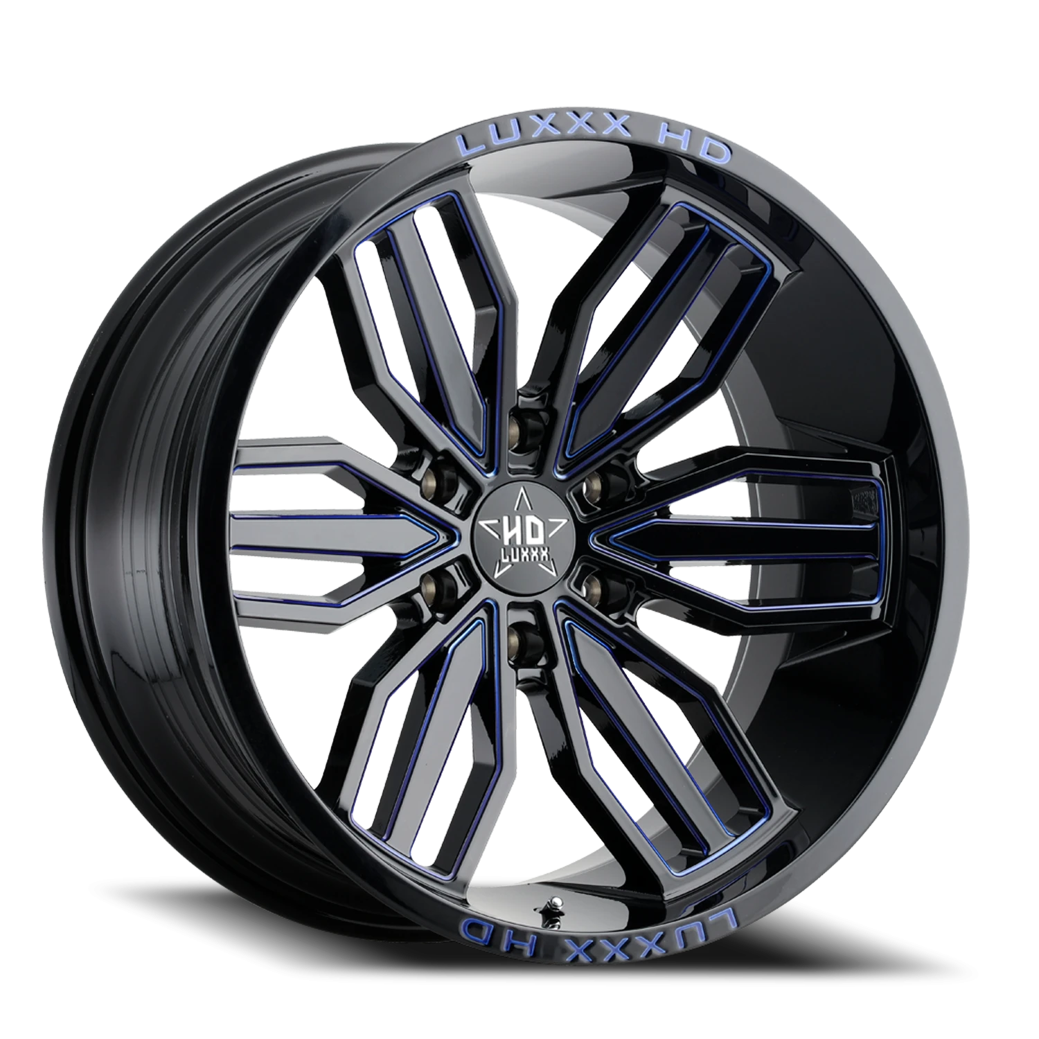 LHD21 20X10 6X139.7 -18 106.1 Gloss Black Blue Milling