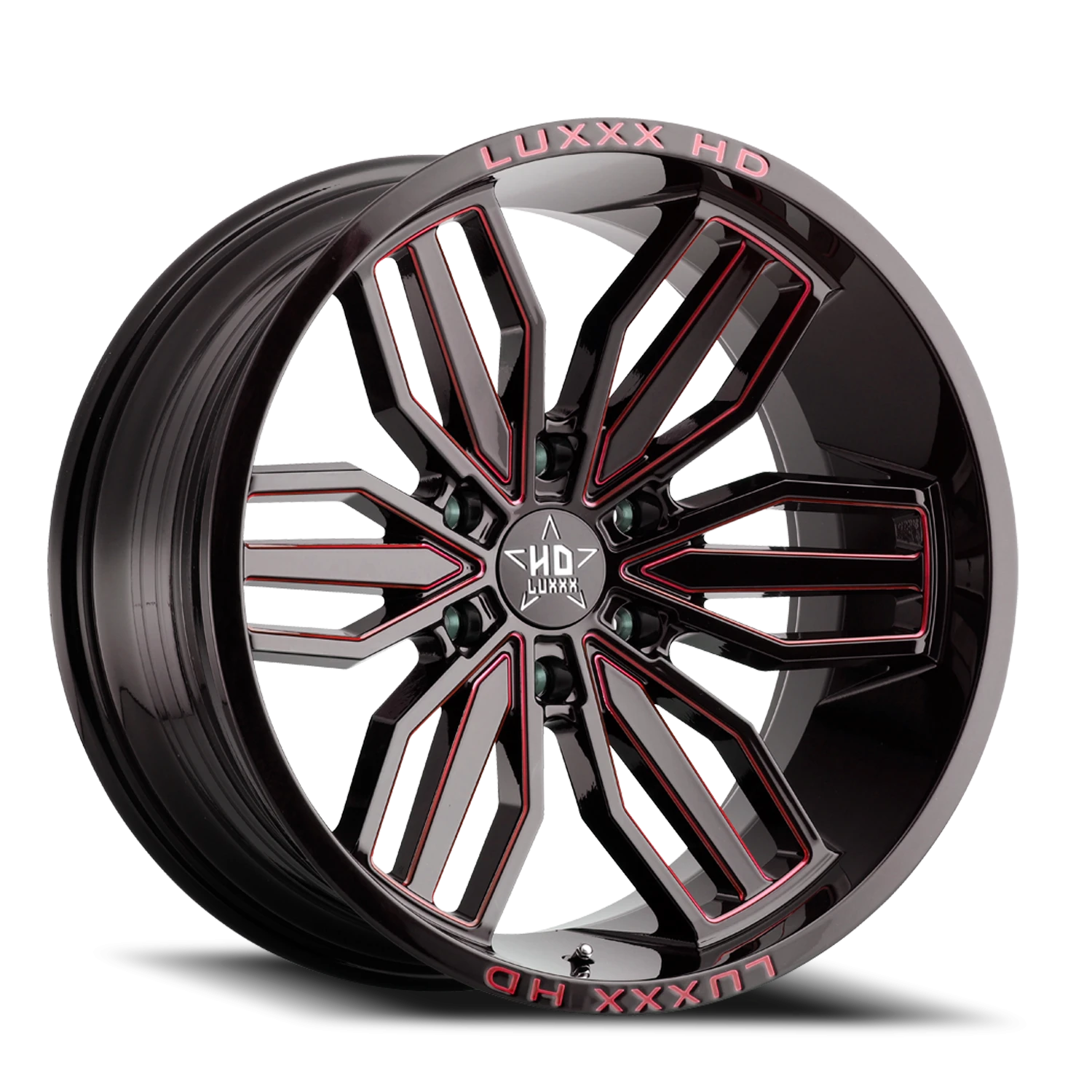 LHD21 20X10 6X139.7 -18 106.1 Gloss Black Red Milling