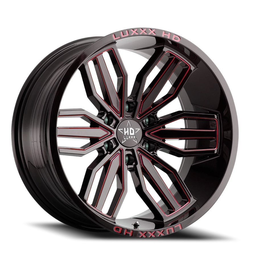 LHD21 20X10 6X135 -18 87.1 Gloss Black Red Milling